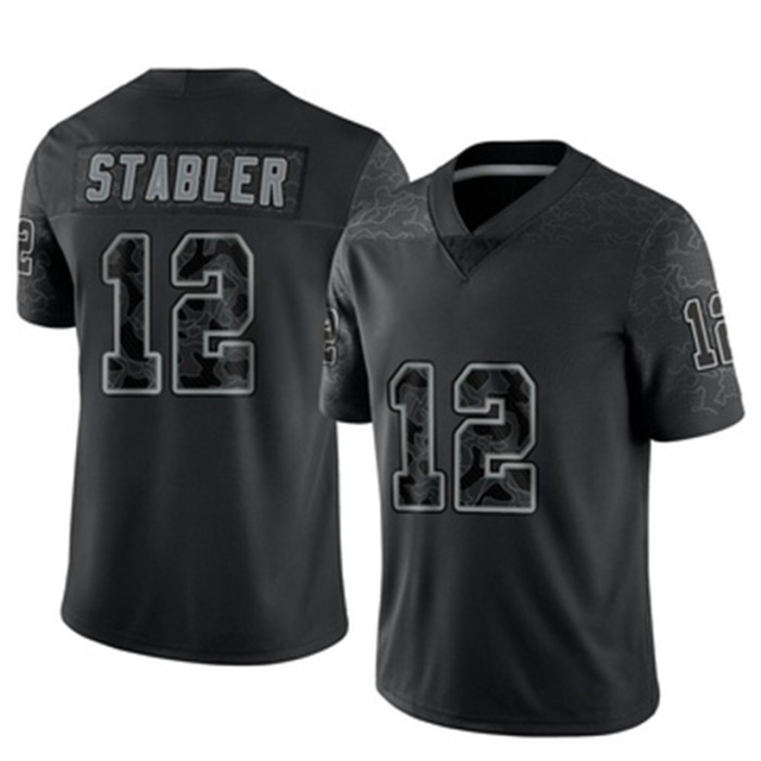 LV.Raiders #12 Ken Stabler Active Player Black Reflective Limited Stitched Football Jersey American Jerseys