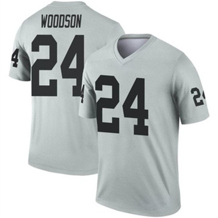 LV.Raiders #24 Charles Woodson Legend Inverted Silver Jersey Stitched American Football Jerseys