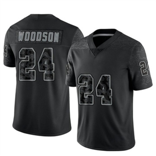 LV.Raiders #24 Charles Woodson Player Black Reflective Limited Stitched Football Jersey American Jerseys