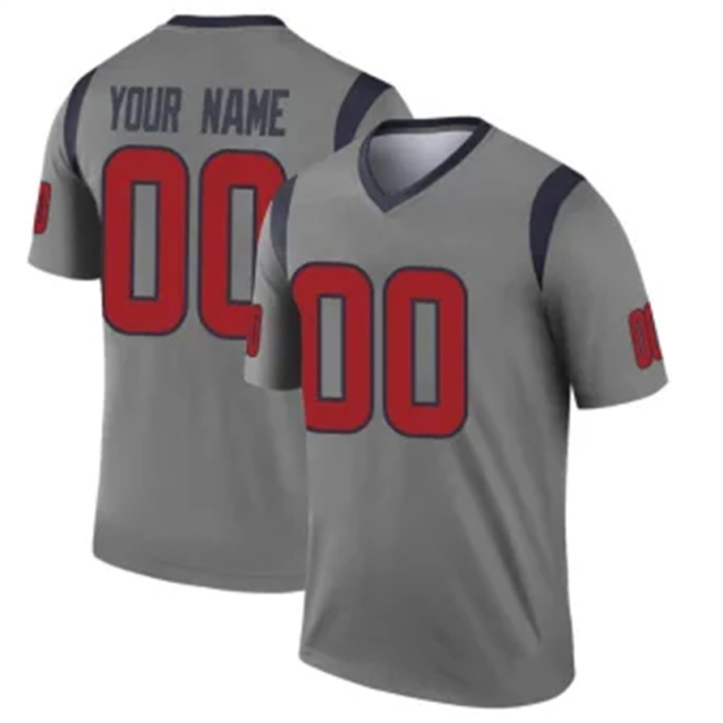 Custom H.Texans Inverted Jersey Gray Stitched American Football Jerseys