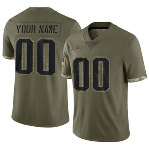 Custom NE.Patriots ACTIVE PLAYER 2022 Olive Salute To Service Limited Stitched Jersey  American Football Jerseys