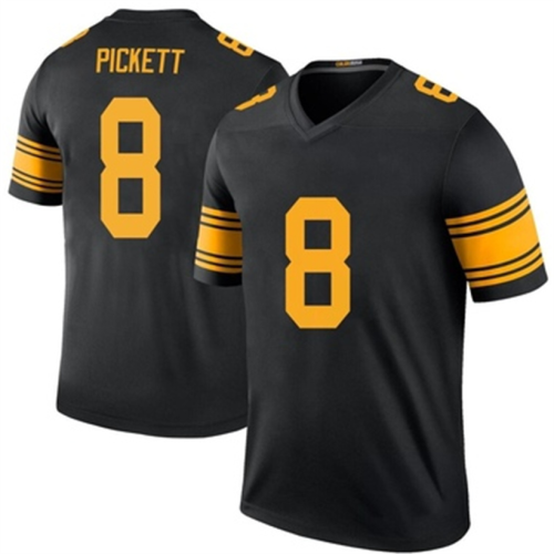 P.Steelers #8 Kenny Pickett Color Rush Jersey Black Legend Stitched American Football Jerseys