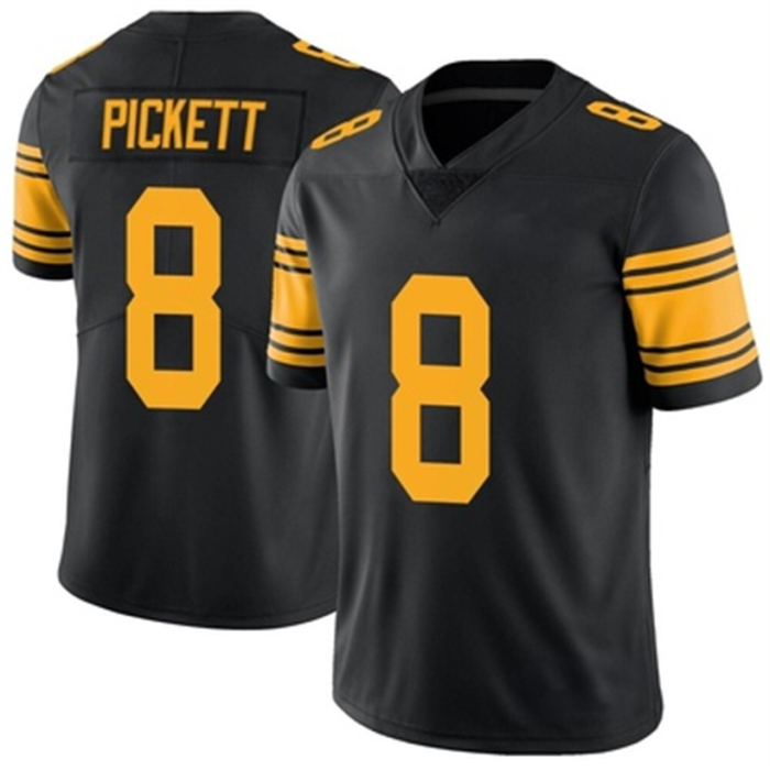 P.Steelers #8 Kenny Pickett Color Rush Jersey Black Limited Stitched American Football Jerseys