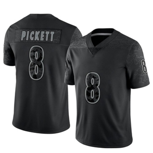 P.Steelers #8 Kenny Pickett Reflective Jersey Black Limited Stitched American Football Jerseys