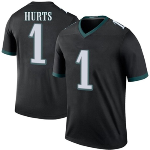 P.Eagles #1 Jalen Hurts Black Legend Color Rush Jersey Stitched American Football Jerseys