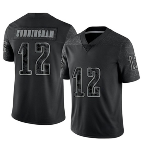 P.Eagles #12 Randall Cunningham Black Limited Reflective Jersey Stitched American Football Jerseys