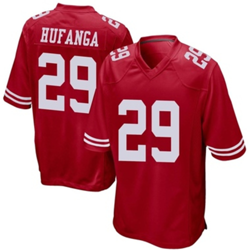 SF.49ers #29 Talanoa Hufanga Team Color Jersey Red Game Stitched American Football Jerseys