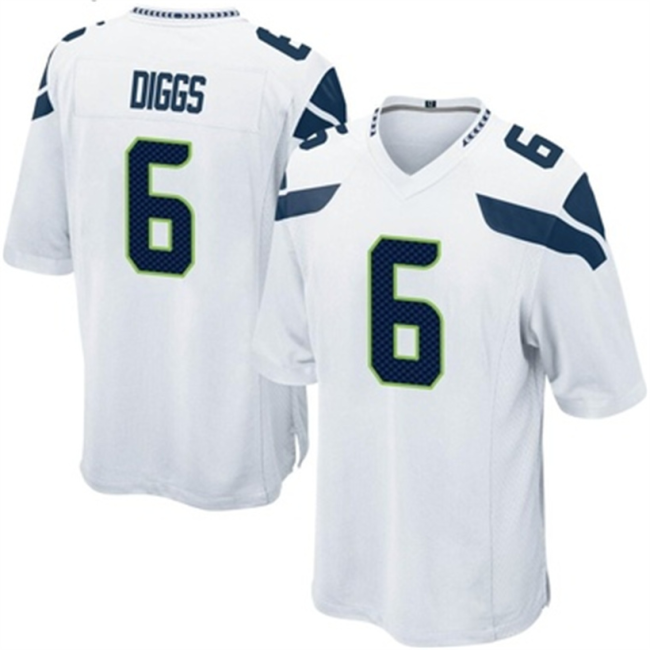 S.Seahawks #6 Quandre Diggs Jersey White Game Stitched American Football Jerseys