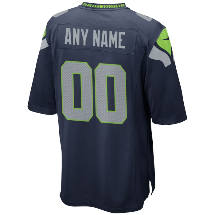 Custom S.Seahawks Navy Game Jersey Stitched American Football Jerseys