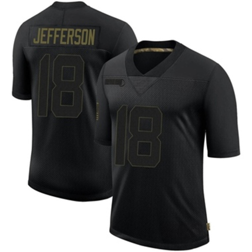 M.Vikings #18 Justin Jefferson 2020 Salute To Service Jersey Black Limited Stitched American Football Jerseys