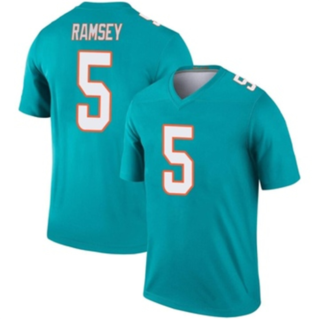 M.Dolphins #5 Jalen Ramsey Aqua Jersey Legend Stitched American Football Jerseys