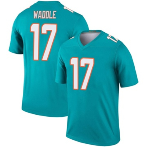 M.Dolphins #17 Jaylen Waddle Aqua Jersey Legend Stitched American Football Jerseys