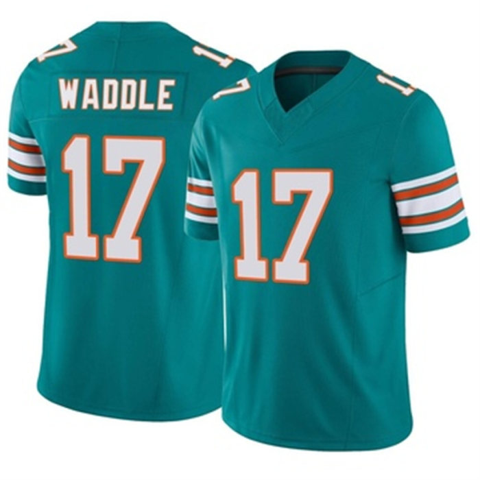 M.Dolphins #17 Jaylen Waddle Aqua Alternate Vapor FUSE Jersey Limited Stitched American Football Jerseys