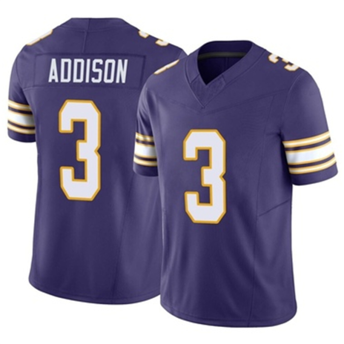 M.Vikings #3 Jordan Addison Classic Vapor FUSE Jersey Purple Limited Stitched American Football Jerseys