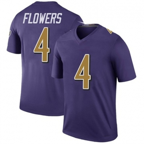 B.Ravens #4 Zay Flowers Purple Legend Color Rush Jersey American Football Jerseys