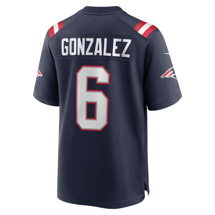 NE.Patriots #6 Christian Gonzalez Navy Team Game Jersey Stitched American Football Jerseys
