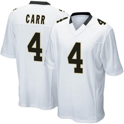 NO.Saints #4 Derek Carr White Game Team Color Jersey Stitched American Football Jerseys