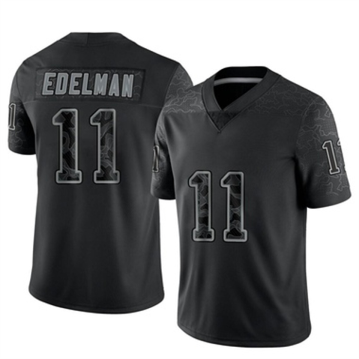 NE.Patriots #11 Julian Edelman Reflective Jersey Black Limited Stitched American Football Jerseys