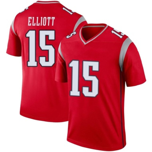 NE.Patriots #15 Ezekiel Elliott Color Rush Jersey Red Stitched American Football Jerseys