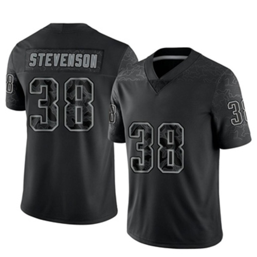 NE.Patriots #38 Rhamondre Stevenson Reflective Jersey Black Limited Stitched American Football Jerseys