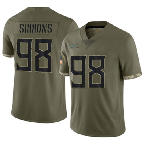T.Titans #98 Jeffery Simmons 2022 Salute To Service Jersey Olive Limited Stitched American Football Jerseys