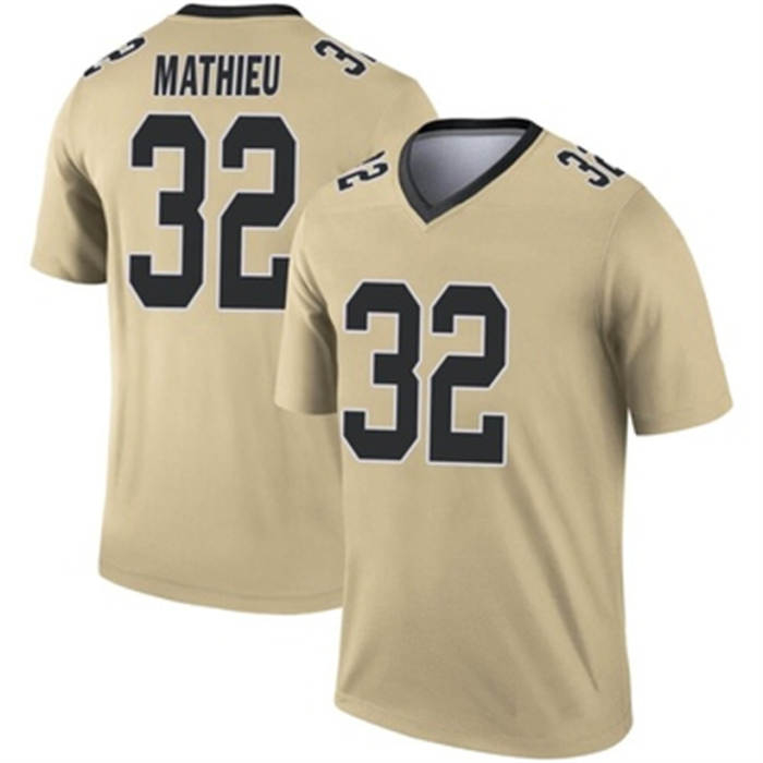 NO.Saints #32 Tyrann Mathieu Gold Legend Inverted Jersey Stitched American Football Jerseys