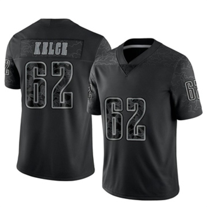 P.Eagles #62 Jason Kelce Black Limited Reflective Jersey Stitched American Football Jerseys