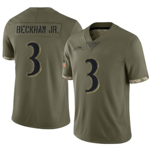 B.Ravens #3 Odell Beckham Jr Olive Limited 2022 Salute To Service Jersey Stitched American Football Jerseys
