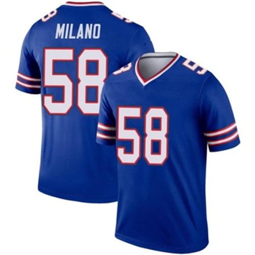 B.Bills #58 Matt Milano Royal Legend Jersey Stitched American Football Jerseys