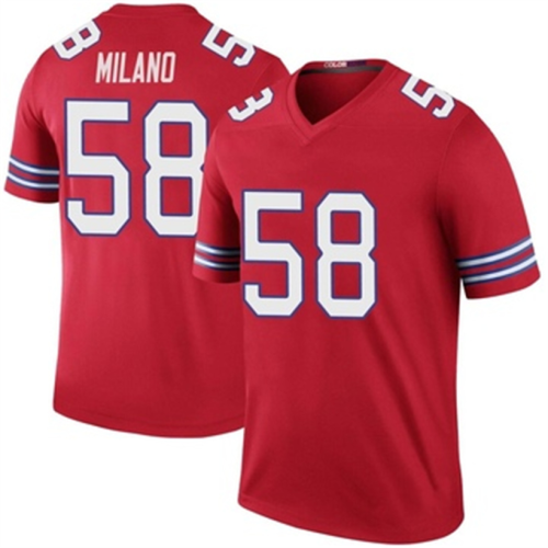 B.Bills #58 Matt Milano Red Legend Color Rush Jersey Stitched American Football Jerseys