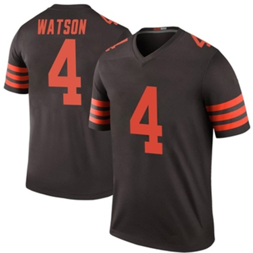 C.Browns #4 Deshaun Watson Legend Brown Color Rush Jersey Stitched American Football Jerseys Wholesale
