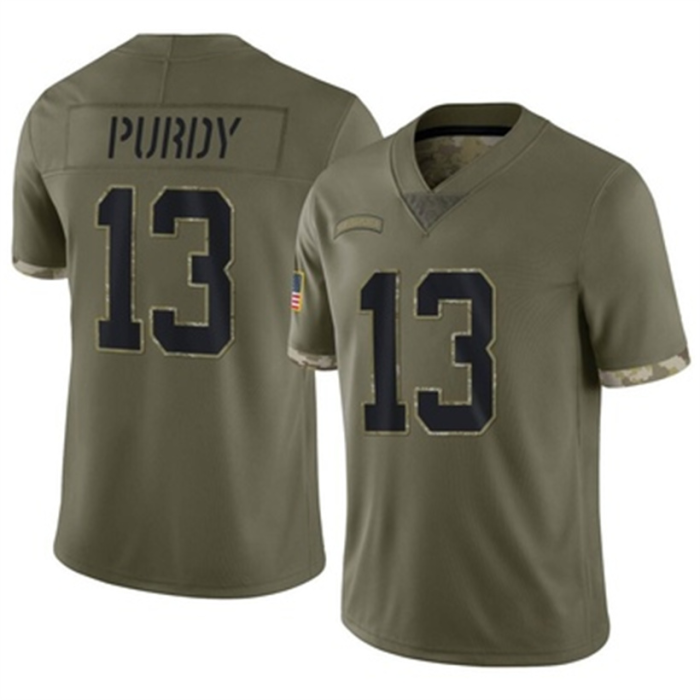 SF.49ers #13 Brock Purdy 2022 Salute To Service Jersey Olive Limited Stitched American Football Jerseys Wholesale