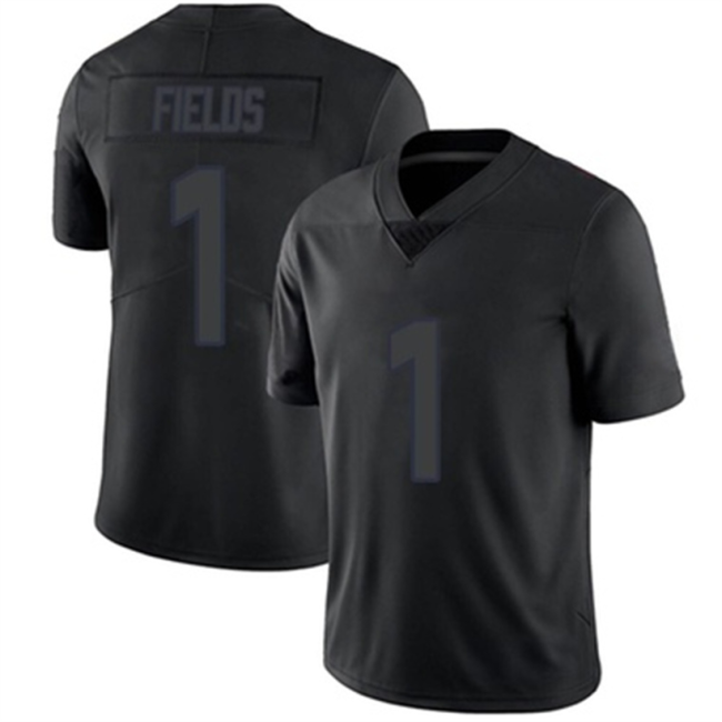 C.Bears #1 Justin Fields Jersey Black Impact Limited Stitched American Football Jerseys Wholesale