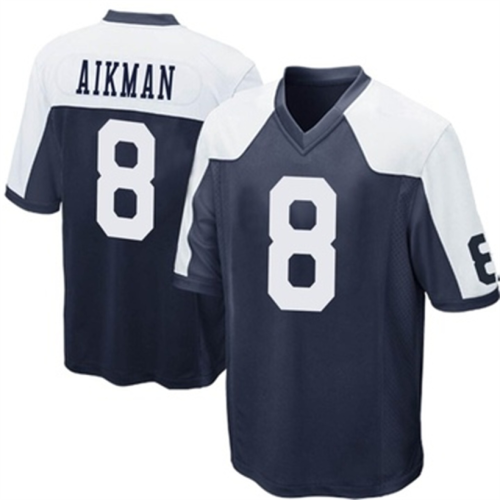 D.Cowboys #8 Troy Aikman Navy Blue Game Throwback Jersey Stitched American Football Jerseys Wholesale