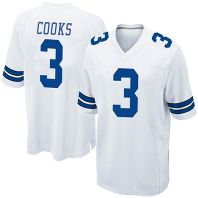 D.Cowboys #3 Brandin Cooks White Game Team Color Jersey Stitched American Football Jerseys Wholesale