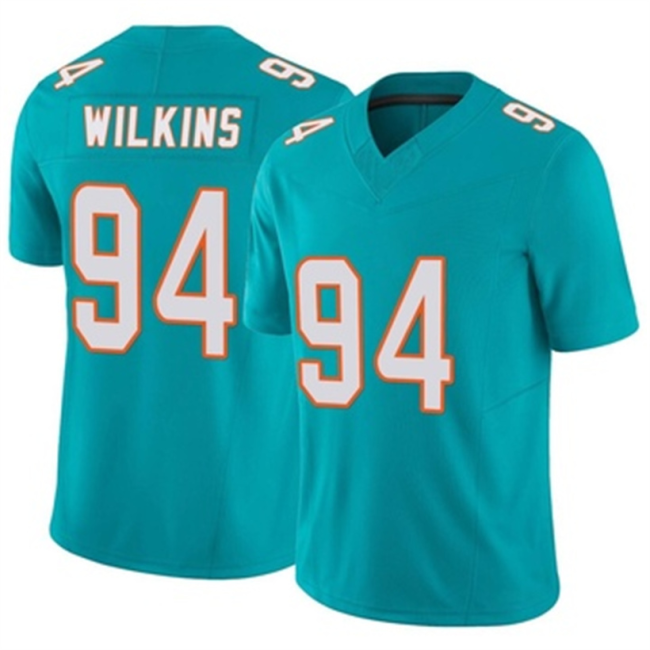 M.Dolphins #94 Christian Wilkins Aqua Vapor FUSE Jersey Limited Stitched American Football Jerseys Wholesale