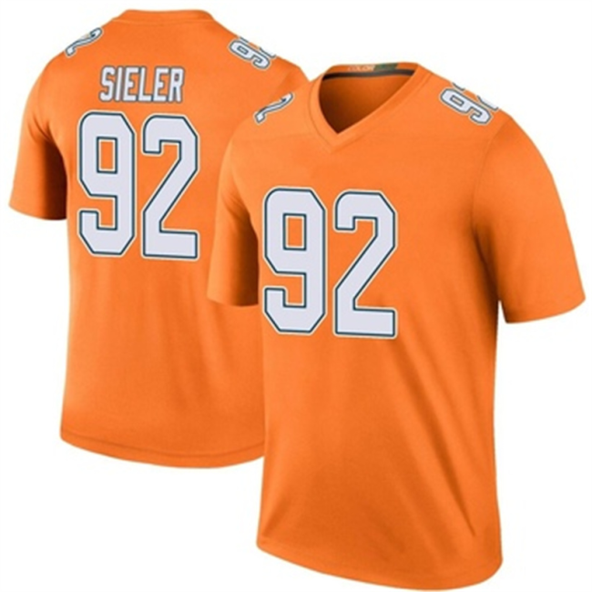 M.Dolphins #92 Zach Sieler Orange Color Rush Jersey Legend Stitched American Football Jerseys Wholesale