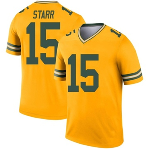 GB.Packers #15 Bart Starr Gold Legend Inverted Jersey Stitched American Football Jerseys Wholesale