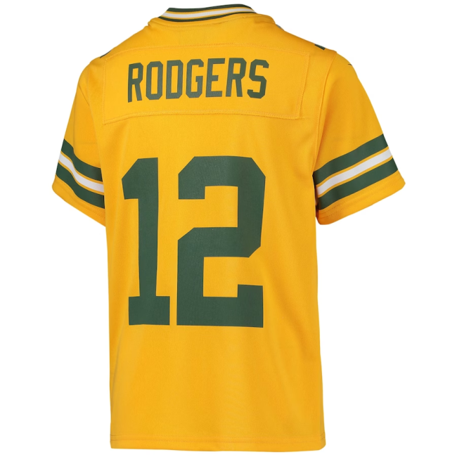 GB.Packers #12 Aaron Rodgers Gold Inverted Team Game Jersey Stitched American Football Jerseys Wholesale