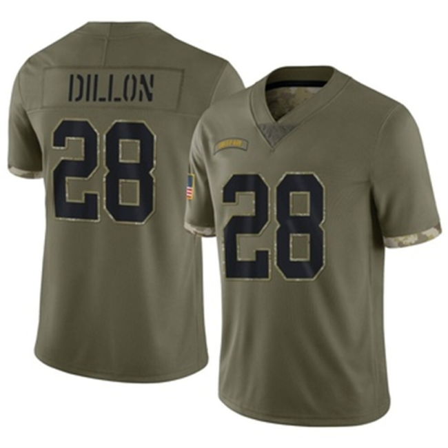 GB.Packers #28 AJ Dillon Olive Limited 2022 Salute To Service Jersey Stitched American Football Jerseys Wholesale