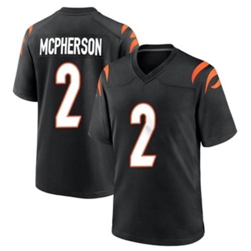 C.Bengals #2 Evan McPherson Black Team Color Jersey Game Stitched American Football Jerseys Wholesale