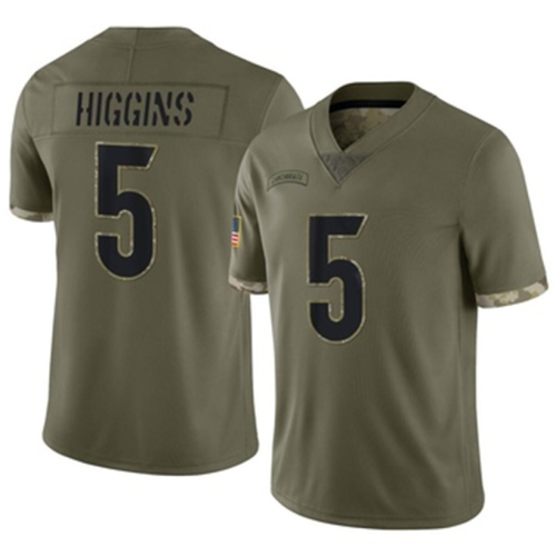 C.Bengals #5 Tee Higgins Olive 2022 Salute To Service Jersey Limited Stitched American Football Jerseys Wholesale