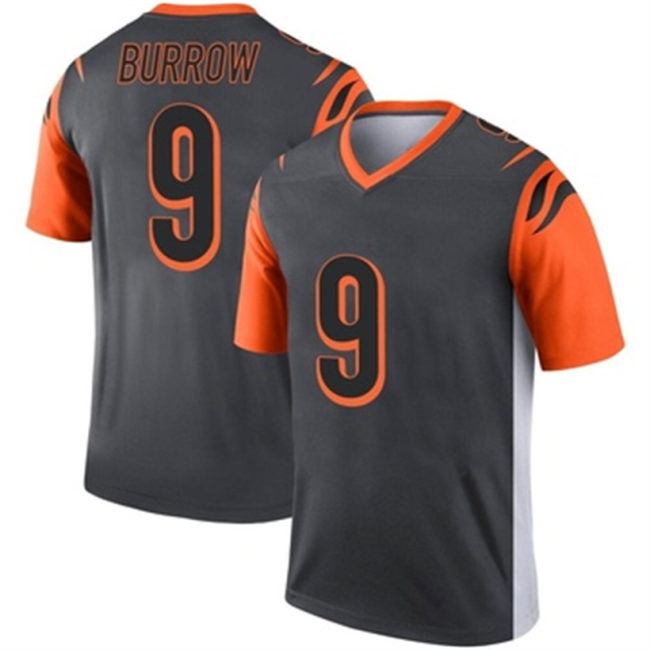 C.Bengals #9 Joe Burrow Silver Jersey Legend Stitched American Football Jerseys Wholesale