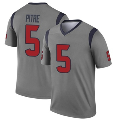 H.Texans #5 Jalen Pitre Gray Inverted Jersey Legend Stitched American Football Jerseys Wholesale