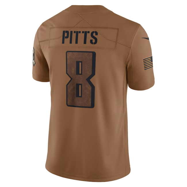 A.Falcons #8 Kyle Pitts Brown 2023 Salute To Service Limited Jersey Stitched American Football Jerseys Wholesale