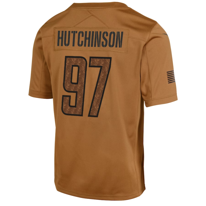 D.Lions #97 Aidan Hutchinson Brown 2023 Salute To Service Limited Jersey Stitched American Football Jerseys Wholesale