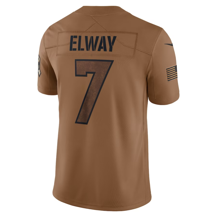 D.Broncos #7 John Elway Brown 2023 Salute To Service Limited Jersey Stitched American Football Jerseys Wholesale