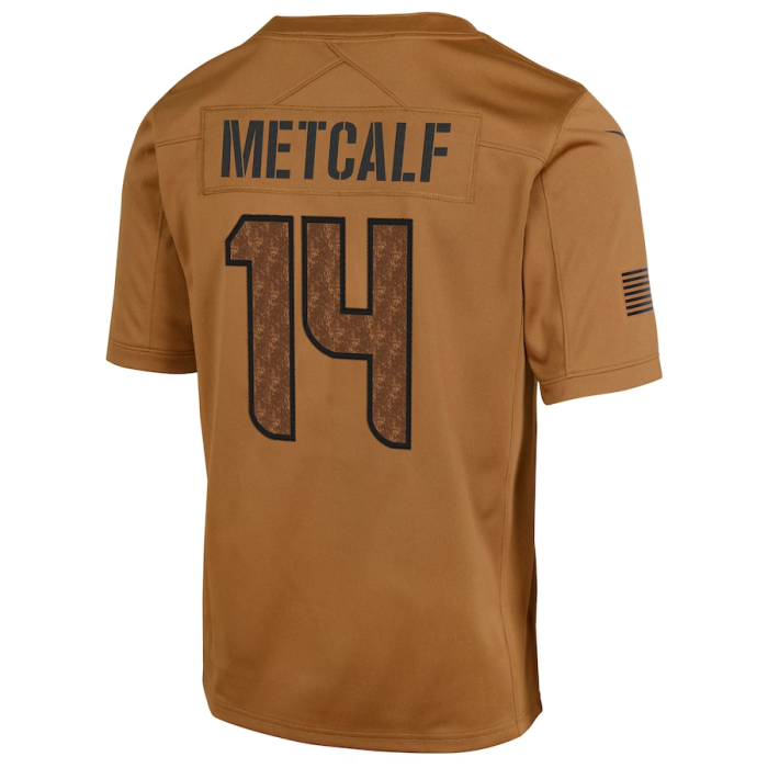 S.Seahawks #14 DK Metcalf Brown 2023 Salute To Service Limited Jersey Stitched American Football Jerseys Wholesale