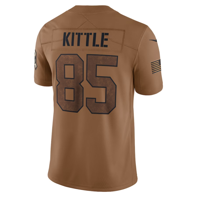 SF.49ers #85 George Kittle Brown 2023 Salute To Service Limited Jersey Stitched American Football Jerseys Wholesale