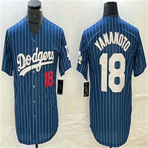 Los Angeles Dodgers #18 Yoshinobu Yamamoto Blue Home Authentic Patch Jersey Baseball Jerseys